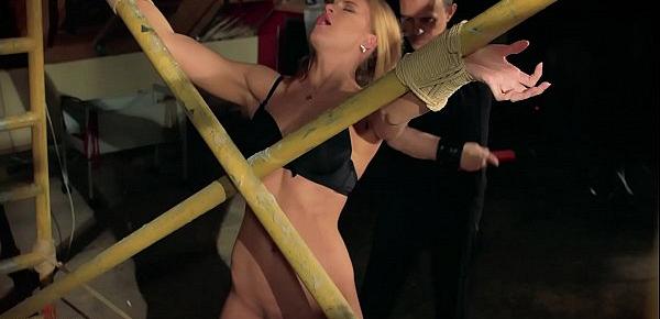  BDSM for big tits blonde torturing her nipples and ass